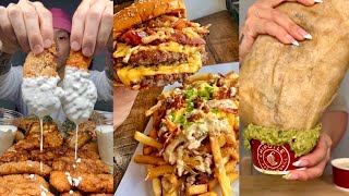 tiktok mukbang compilation 40  chipotle burrito wingstop and more [upl. by Nebuer90]