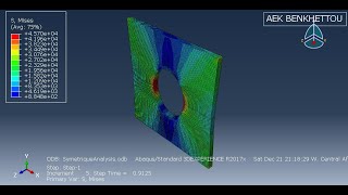 Abaqus getting started for beginners 5 symmetric analysis of 3D solid plat with hole [upl. by Clarence]