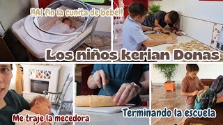 AL FIN TENGO LA CUNA🥰Haciendo Donas cn los niños🍩Últimos días de escuela🎓mamade4 receta [upl. by Erej]