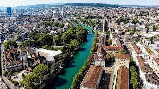 Drone Views of Switzerland in 4k Zurich  Around the National Museum [upl. by Aleiram196]