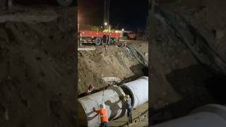 Install drainage pipe with mobile crane drainage drainagesystem infrastructure construction [upl. by Martina]