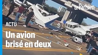 ÉtatsUnis  un avion se pose durgence au milieu des voitures sur une autoroute au Texas [upl. by Ilocin795]