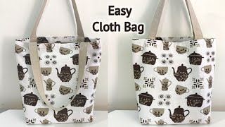 How to make a Tote bag with Lining  Perfect Tote bag sewing tutorial  Cloth bag making  DIY Bag [upl. by Ma442]