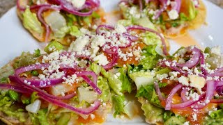 Tostadas de pollo riquísimas comida mexicana sabrosa Video editado tostadas [upl. by Aicinat]