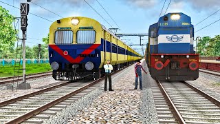 MEMU Train Loco Failed and Rescued By WDM – 3D at Railway Station [upl. by Analahs]