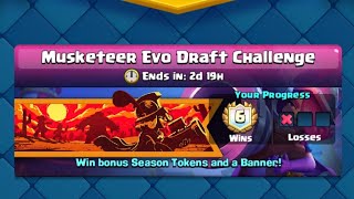 lokjj First 6 Wins Gameplay in Musketeer Evo Draft Challenge  Clash Royale [upl. by Leahcimnaj492]