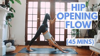 HIP OPENING YOGA FLOW  Vinyasa Yoga Flow Energising 45 Min Practice [upl. by Blanchard531]