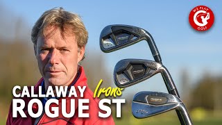 These are the new 2022 Callaway Rogue ST irons  A review and comparison with the Mavrik irons [upl. by Leihcim]