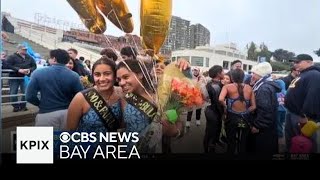 Game Day Sisters Make 100th Swim From Alcatraz To SF [upl. by Abernathy]