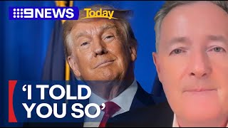 Piers Morgan analyses Trumps historic presidential win  9 News Australia [upl. by Bron784]