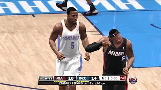 NBA Live 14 Miami Heat vs Oklahoma City Thunder Classic Retro Gameplay [upl. by Rochette]