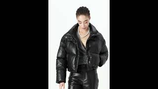 REPLAY Padded Winter Jacket Leather Look Shiny Black Women  Zalando [upl. by Ragan]