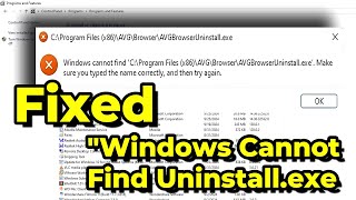 How to Fix quotWindows Cannot Find Uninstallexe Unins000exe Installerexequot Error  Windows 11107 [upl. by Resarf]