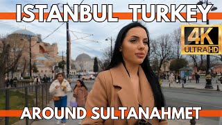 ISTANBUL TURKEY 2024 SULTANAHMET 26 MARCH 4K WALKING TOUR VIDEO ULTRA HDHAGIA SOPHIABLUE MOSQUE [upl. by Milka]