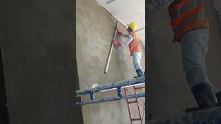 Wall 🧱 Plaster processGood tools and machinery make work easy shorts construction [upl. by Ramah]