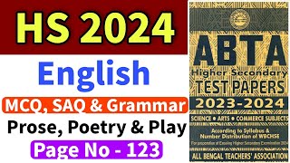 HS ABTA Test Paper 2024 English MCQ SAQ amp Grammar  Class 12 English 2024 Page 123 [upl. by Snell]