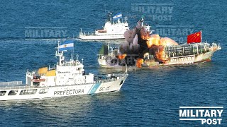 China Has Headache Argentine Coast Guard Sinks Illegal Chinese Fishing Vessel in EEZ [upl. by Nnylyoj621]