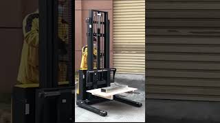 ELECTRIC STRADDLE STACKER118quot HIGH FULLY POWERED WITH 4400LBS CAP [upl. by Haramat]