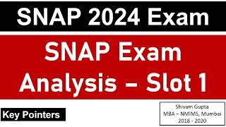 SNAP 2024 Slot 1 First Cut Analysis  Difficulty Level amp Expected Cutoffs  Mock Zone [upl. by Oryaj]