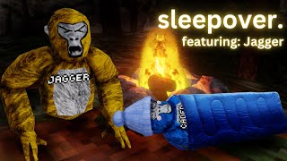 SLEEPOVER with JAGGER in GORIlLA TAG JaggerAmongUsVr COLLAB [upl. by Ezitram478]