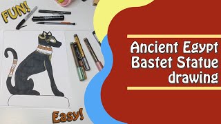 Ancient Egypt Bastet Statue drawing [upl. by Ezra543]