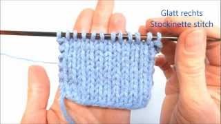 Glatt rechts und glatt links stricken  Stockinette Stitch  Stricken lernen  Learn how to knit [upl. by Yatnoj]