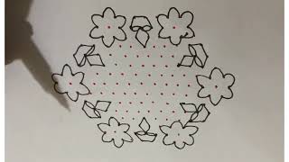 Simple vilakku kolam by using 158 middle dots [upl. by Katlaps]