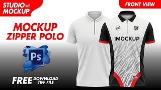 Mockup Zipper Polo Shirt  TiffPhotoshop Mockup  Free Download Mockup  Front View Mockup [upl. by Bradski]