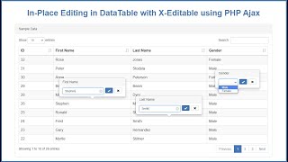 InPlace Editing in DataTable with XEditable using PHP Ajax [upl. by Zurkow]