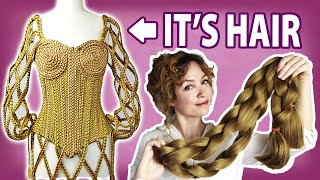 I made a corset WITH HAIR │ Rapunzel dress [upl. by Sirroned]