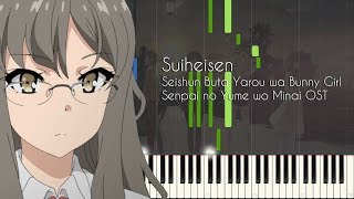 Suiheisen  Bunny Girl Senpai OST  Piano Arrangement Synthesia [upl. by Nirre818]