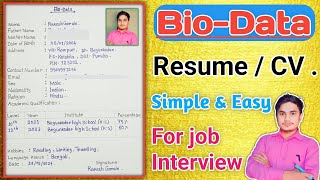 Biodata format  How to write biodataResume  Biodata kaise banaye  rktutorno1 [upl. by Anivle]