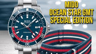 MIDO OCEAN STAR GMT Special Edition Pepsi GMT w Automatic Powermatic 80 True Traveler GMT New 2022 [upl. by Eimarej326]