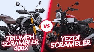 Triumph Scrambler 400X VS Yezdi Scrambler  Triumph VS Yezdi [upl. by Hijoung668]