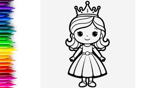 Drawing Painting Coloring for Kids and Toddlers  Princess [upl. by Laural441]