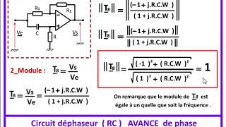 Circuit déphaseur AVANCE DE PHASE [upl. by Battat]