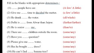 Determiner Exercise in English  Determiners  Adjectives  Use of Some Any Few Little etc [upl. by Sahc]