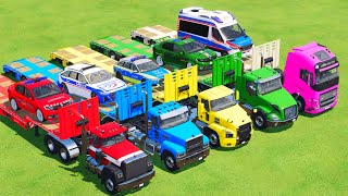 TRANSPORTING PIXAR CARS amp FRUITS WITH COLORED amp JOHN DEERE vs CLAAS vs TRACTORS  BeamNGdrive 983 [upl. by Elehcar]