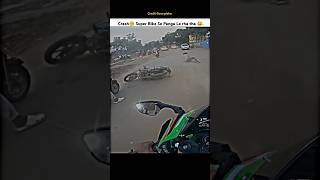 Crash💥Chhapri Rider want to Race with Kawasaki Ninja Zx10r 😂shorts bike rider zx10r crash [upl. by Adnileb]