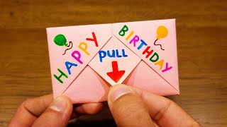 DIY Paper SURPRISE MESSAGE CARD  PullTab Origami Envelope [upl. by Alehc]