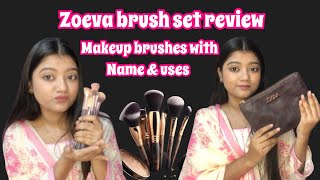 Zoeva brush set review  brushes with name amp uses  samreengallery vlog brushset [upl. by Serdna]