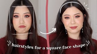 flattering hairstyles for a square face shape ✨ my go to hairstyles [upl. by Derna]