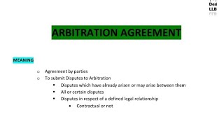 Arbitration Agreement  Arbitration Conciliation amp Alternative Dispute Resolution [upl. by Kcirevam]