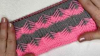 2 Colored Herringbone Knitting Pattern  2 Needle Simple and Spectacular Knitting Pattern [upl. by Jacquet394]