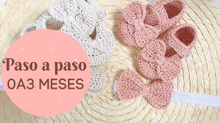 ZAPATO Y VENDA O DIADEMA A CROCHET PASO A PASO 0A3 MESES [upl. by Reyem310]