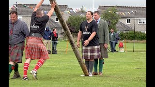 Win for Lukasz Wenta in Caber Toss Heavy event during 2019 Stonehaven Highland Games in Scotland [upl. by Leverett92]