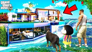 Franklin Shinchan And Pinchan Surprised By New Water Floating Mansion in GTA 5  DC [upl. by Harle]