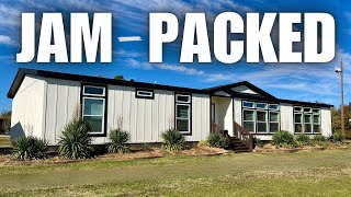 This NEW mobile home is LOADED to the BRIM w space amp amenities Prefab House Tour [upl. by Atsillak]