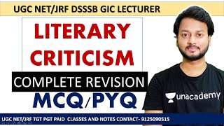 LITERARY CRITICISM IN ENGLISH LITERATURE MCQ [upl. by Tolmach]