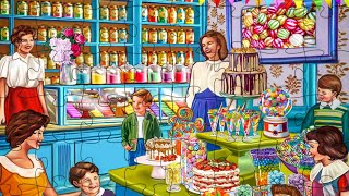 Kids at the Candy Land Store Retro Jigsaw Puzzle Universe App relaxing video vintage [upl. by Steffie899]